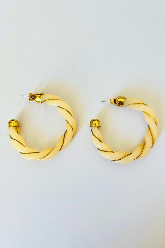 Boucles d'oreilles créoles beiges (tiges)